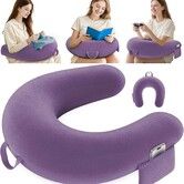 Crochet & Reading Pillow for Lap Support, Gaming Lap Desk Pillow for Sitting on The Bed/Sofa/Floor, Ergonomic Arm Rest Support Purple