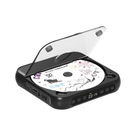 CD Player Portable with Dual Stereo Speakers,Rechargeable Portable CD Player with Bluetooth for Home with Headphones,Support CD/AUX/USB,Black