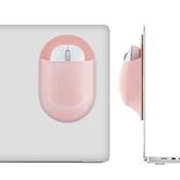 Universal Stick-On Mouse Pouch,Holder for Wireless Mouse,Sleeve for Laptop,Reusable Adhesive,No Glue Residue,Compatible with iPad or MacBook (Pink)