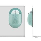 Universal Stick-On Mouse Pouch,Holder for Wireless Mouse,Sleeve for Laptop,Reusable Adhesive,No Glue Residue,Compatible with iPad or MacBook (Green)