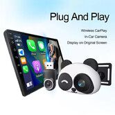 Car Camera CarPlay Adapter Plug-and-Play 1080P HD Rear Seat Monitor Display on Car Screen,150 Degree Wide Angle No-Glow Night View Split Screen Navigation