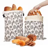 2 Pack Reusable Beeswax Bread Bags, Natural Beeswax-Lined Cotton Storage Bags Airtight Freshness Keeper for Homemade Bakery Essentials