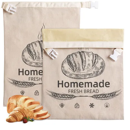 2 Pack Beeswax Bread Bags for Sourdough,Reusable Organic Linen Beeswax Bread Bag for Homemade Sourdough Food Storage Cloth Bag