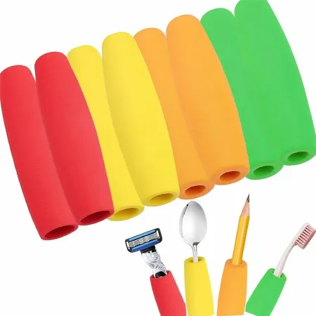 8-Pack Foam Grip Tubing for Utensils - 4 Sizes No-Cut Utensils Adaptive Grip Handle for Utensils Tools & Pens - Built up Tubing Padding Grips Aid