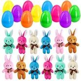 Easter Egg Hunt Kit 12 Pack Easter Eggs Filled with Plush Bunny Surprise Plastic Colourful Easter Toys Gifts for Kids