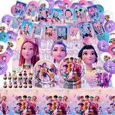 Kpop Party Supplies Set,  K Pop Birthday Decorations Demon Tableware Kit for Boys Girls Kpop Theme Serves 10 Guests