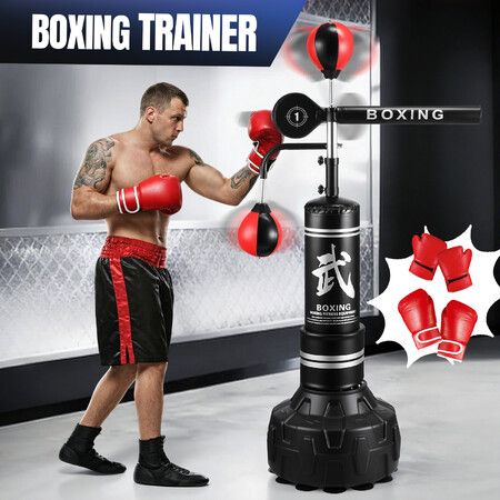 Boxing Speed Bag Balls Set Freestanding Punching Station Gloves Reflex Spinning Bar Equipment Kickboxing Punchbag Stand Heavy Home Gym MMA Training