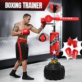 4in1 Boxing Station Freestanding Bag Punching Gloves Reflex Speed Balls Kicking Training Equipment Adjustable Rotating Bar Punchbag Home Gym MMA UFC