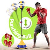 Punching Bag Reflex Speed Ball Height Adjustable Stand Boxing Gloves Pump Set Kids Adults Sports Toy Home Gym Training Fitness Equipment 1.25-1.65m