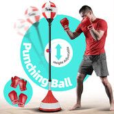 Boxing Punching Reflex Ball Stand Set Bag Speed Punch 1.25-1.65m Height Adjustable Free Standing Training Gloves Kids Sport Home Gym Fitness Equipment