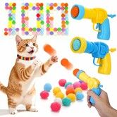 102 Pcs Cat Ball Launchers Pom Pom Balls Interactive Cat Toy Set Safe Soft Plush Kitten Toys,Fun Kitten Toys