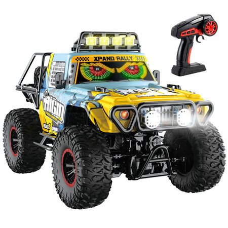 4WD RC Car 1:10 Scale Off Road Monster Truck 2.4G Remote Control 4 Wheel Drive Proportional Throttle 7 Light Modes Christmas Gift COL Blue