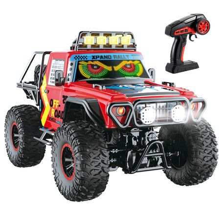 4WD RC Car 1:10 Scale Off Road Monster Truck 2.4G Remote Control 4 Wheel Drive Proportional Throttle 7 Light Modes     Christmas Gift COL Red