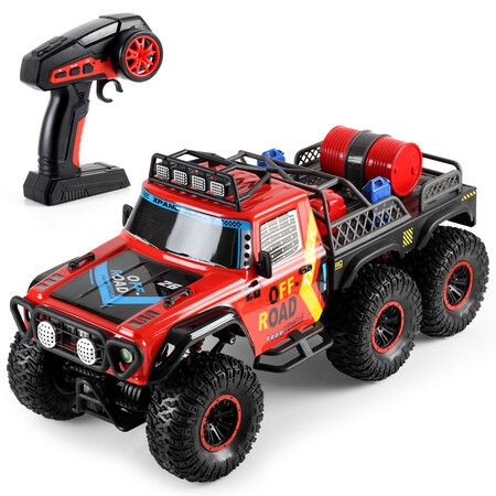 6WD RC Car 1:10 Scale Off Road Monster Truck 2.4G Remote Control 6 Wheels Drive Proportional Throttle 7 Light Modes     Christmas Gift COL Red
