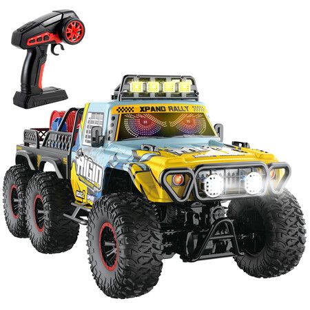 6WD RC Car 1:10 Scale Off Road Monster Truck 2.4G Remote Control 6 Wheels Drive Proportional Throttle 7 Light Modes     Christmas Gift COL Blue
