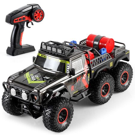 6WD RC Car 1:10 Scale Off Road Monster Truck 2.4G Remote Control 6 Wheels Drive Proportional Throttle 7 Light Modes     Christmas Gift COL Black