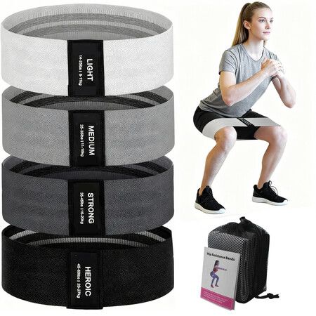 Resistance Bands, Exercise Workout Bands for Women and Men, 4 Set of Stretch Bands for Working Out Hip Thigh Glute Bands Set