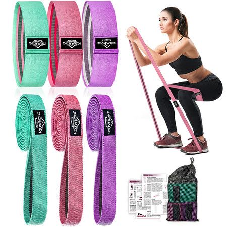 6Pcs Resistance Bands for Working Out, Non-Slip Exercise Bands for Women and Men, Fabric Booty Bands for Home Fitness Pilates Stretching