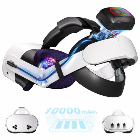 Head Strap for Meta Quest 3s/3 with Cool RGB and Magnetic Battery Design Extra VR Playtime Premium Comfort Adjustable