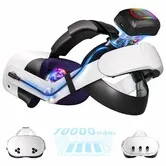 Head Strap for Meta Quest 3s/3 with Cool RGB and Magnetic Battery Design Extra VR Playtime Premium Comfort Adjustable