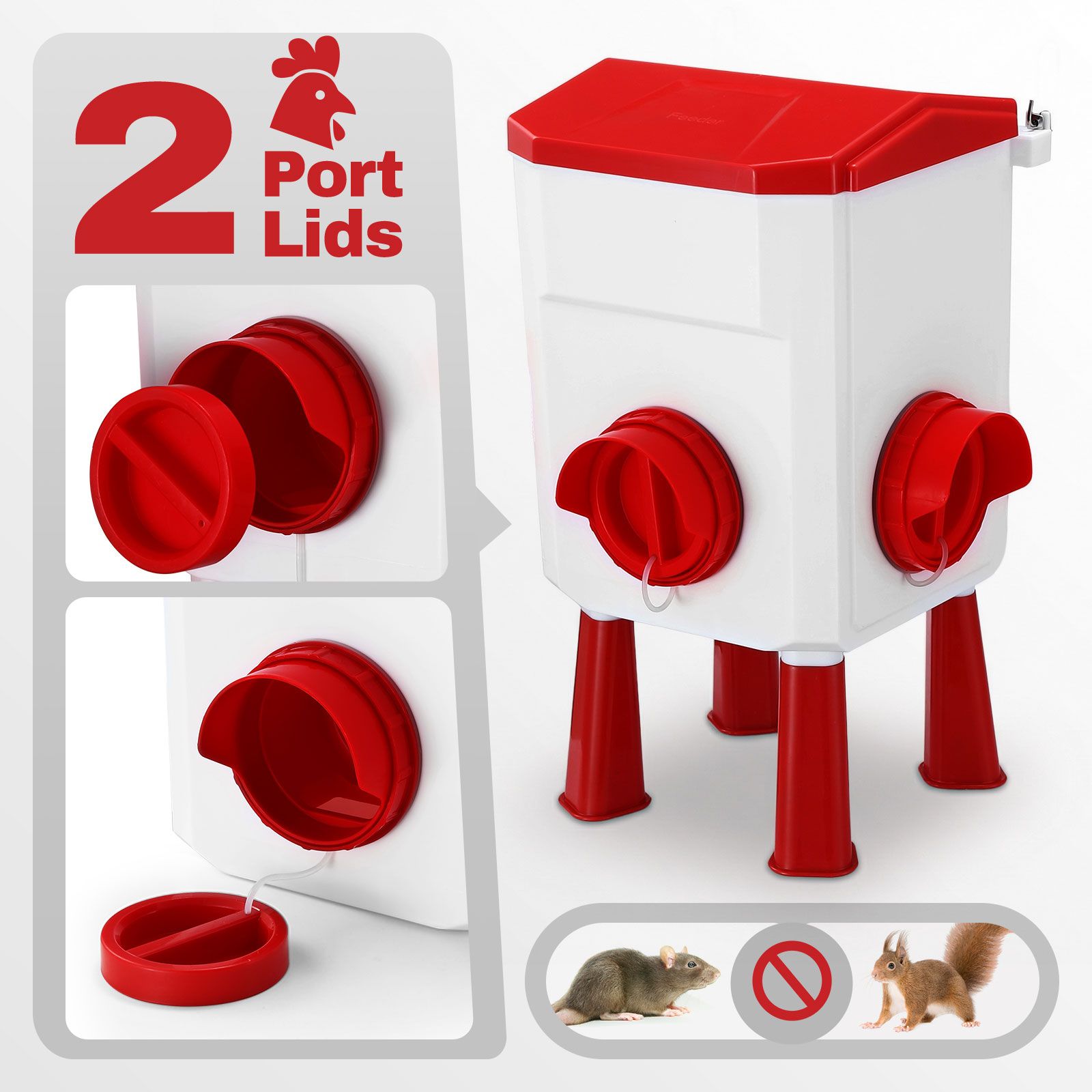 Auto Chicken Bird Feeder Waterer Set 8KG Food 7L Water Dispenser Automatic Feeding Poultry Duck Chook Coop Fence Drinker Cup Gravity Drinking System