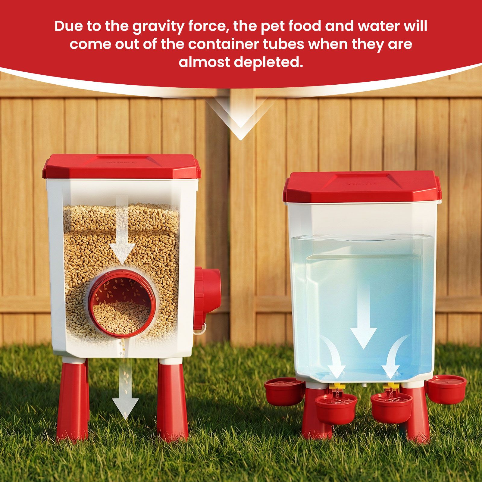 Auto Chicken Bird Feeder Waterer Set 8KG Food 7L Water Dispenser Automatic Feeding Poultry Duck Chook Coop Fence Drinker Cup Gravity Drinking System
