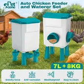 Chicken Bird Feeder Waterer Set 8KG Auto Water Food Dispenser 7L Drinker Automatic Poultry Hen Chook Chick Gravity Feeding Drinking System Rat Proof