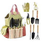 Gardening Tool Set,9 PCS Heavy Duty Gardening Hand Tools with Garden Tools Organizer Handbag,Rust-Proof Garden Tool Set,Ideal Gifts for Women and Men