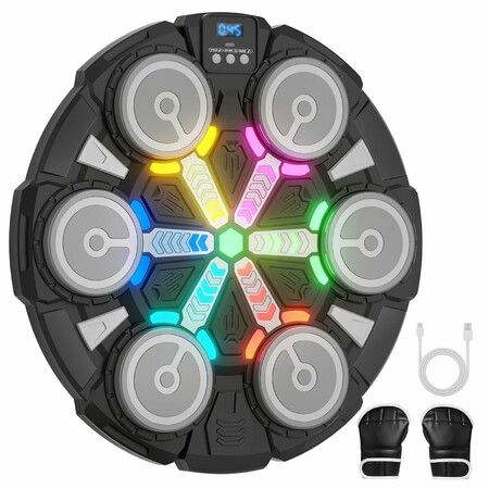 Music Boxing Machine,Wall Mounted Punching Bag with Bluetooth,Boxing Training Workout Equipment with Gloves,Ideal Gift for Kids,Home,Office and Gym