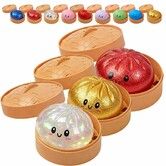 Glitter Dumpling,Glitter Dumpling Squishy with Box,Dumplings Sensory Squeeze Toy for Stress Relief (White+Red+Gold)
