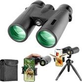 Binoculars for Long Distance Zoom 12x42 with Phone Adapter Tripod,Ultra HD Binoculars for Bird Watching,Wildlife,Safari Range 2000 Meter,Black