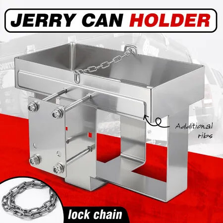 Jerry Gas Can Holder Lockable Metal Fuel Jug Canister Petrol Water Container Rack Mount Bracket Liquid Carrier Toolbox for Camper Caravan Trailer