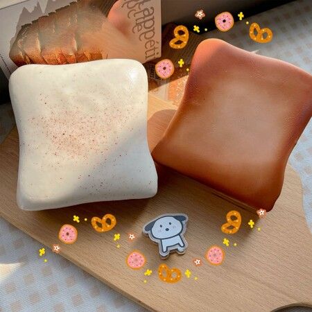 Bread Butter Squishy,Slow Rising Squishy,Stocking Stuffers,Stress Balls,Stress Relief & Fidget Toys for ADHD,Party Favor Gift White