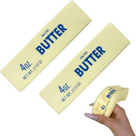 Slow Rebound Cute Butter Squeeze Stress Balls,Squeeze Ball Realistic Butter Stick Soft Squeeze Toys,Upgrade Stress Relief Fidget Toys,2 Pack