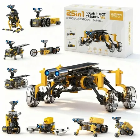 DIY 25 In 1 Self Assembling Space Solar Powered Battery Powered Building Block Car Intelligent Robot Idea Gifts For Kids Holiday Birthday