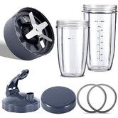 Replacement 32oz Blender Cups And Blade Part Compatible with NutriBullet 600w/900w Blender 7pcs