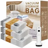 Vacuum Bags for Travel with Cordless Rechargeable Pump,15 Pack Carry-on Size Compression Packing Seal Bags for Luggage and Suitcase Space Saver