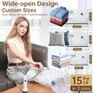 Vacuum Bags for Travel with Cordless Rechargeable Pump,15 Pack Carry-on Size Compression Packing Seal Bags for Luggage and Suitcase Space Saver