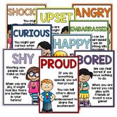 10 A4 Sheets Emotion Expression Posters Colorful Visual Aid with Expression Guide Feature Feelings Tool for Kids Calm Down Corner Classroom Home