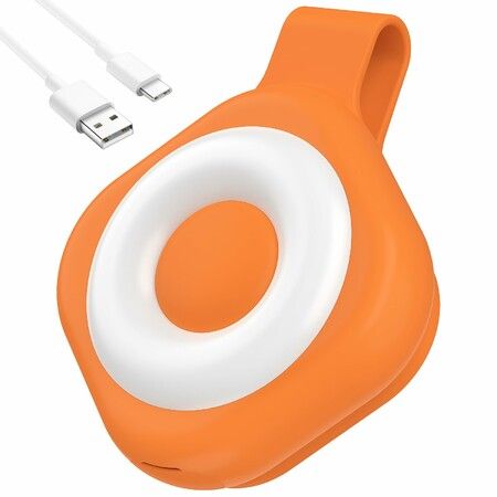 Rechargeable Magnetic Badge Light with 6 Brightness & 3 Color Modes, Hands-Free Purse Light for Walking Camping Orange