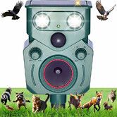 Solar Ultrasonic Animal Repellent Outdoor, Motion Activated Deterrent with Flashing LED Light, Waterproof Yard and Garden Protector for Deer, Cat