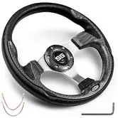 12.5 inch Universal Golf Cart Steering Wheel, Fit EZGO TXT/RXV/Club Car DS/Precedent/Yamaha, Most Golf Carts, Carbon Fiber Black
