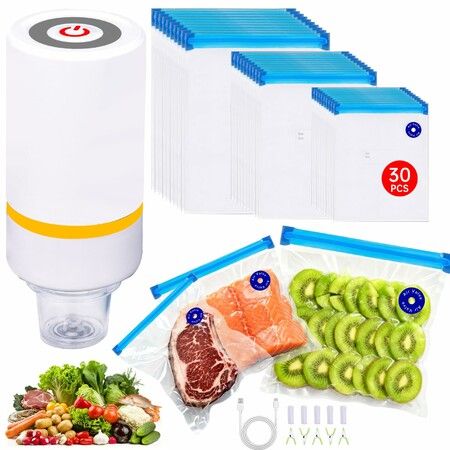 42 PCS Sous Vide Vacuum Sealer Set 30 Reusable Bags, 5 Clips and Sealing Clips for Anova,Joule Cookers