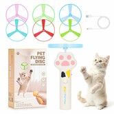 Cat Fetch Toy,Rechargeable Flying Disc Launcher with 6 Flying Discs,Cat Interactive Hunting Toys for Outdoor & Indoor (White)