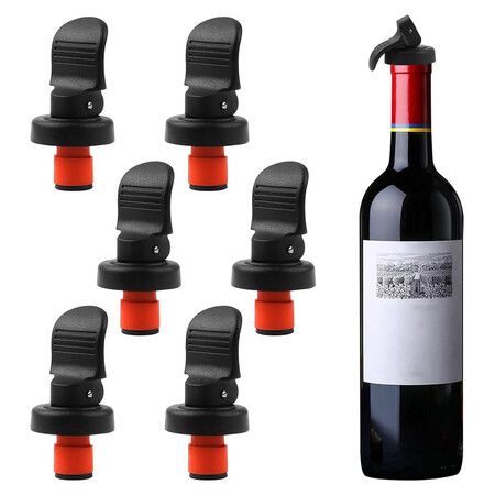 6PCS Wine Bottle Stoppers, Reusable Plastic Wine Corks Wine Stoppers Bottle Caps Champagne Stoppers, Keep Wine Fresh Wine Bottle Sealer Set