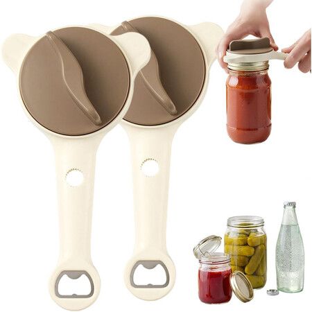 2026 New 4-in-1 Jar Opener Adjustable Stainless Steel Lid Remover for Seniors & Arthritis Sufferers,Fits Kitchen Jars,Bottles & Cans (2PC)