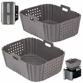 2 Pack Air Fryer Silicone Liners,Suitable with Ninja SL401 Double Basket Air Fryer Liners,Heat Resistant Easy Cleaning Air Fryers Oven Accessories Grey