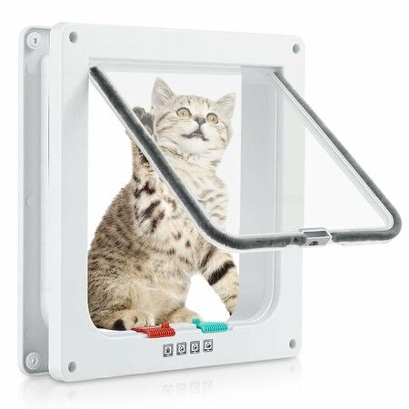 Cat Door for Interior Exterior Door,4-Way Locking Flap for Cats & Dogs,Weatherproof Pet Door XLarge