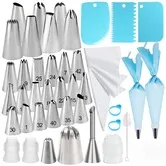 Piping Bags and Tips Set 50Pcs Cake Decorating Kit with Icing Frosting Nozzles,Icing Scrapers,Pastry Bags For Cookies,Cupcakes Cake Decorating