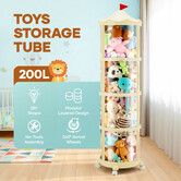 Kids Toys Storage Tube 4 Tier Organiser Box with Wheels Stuffed Animal Zoo Plush Soft Doll Stuffies Display Cabinet Living Playroom Container 178x38cm